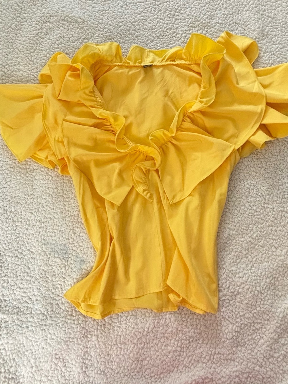 SHEIN Yellow Ruffle V-Neck Blouse - Picture 2 of 4